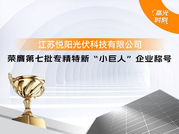 高光时刻 | 鑫锦阳能源悦阳基地荣获国家级荣誉 专精特新“小巨人”企业称号